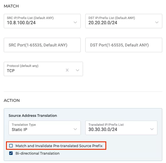 NAT rule applied to VPC1